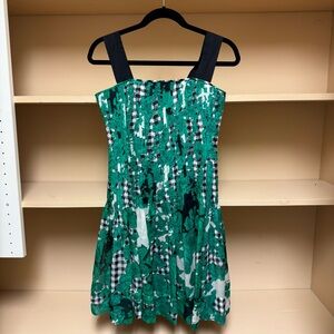 Diane Von Furstenberg Karlyn Emerald and Ebony Patterned Dress